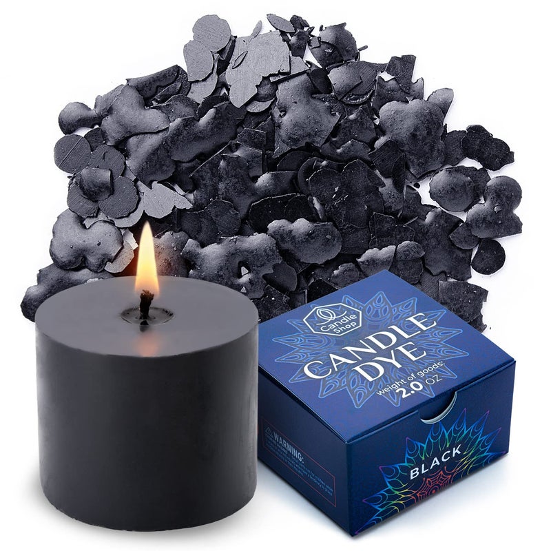 Candle Shop صبغة شمعة سوداء 2 أونصة لصنع الشموع من الصويا - صبغات شمع الشموع عالية التركيز - رقائق صبغة ملونة مميزة لمتجر الشموع للصويا، شمع النحل، البارافين - Image 1
